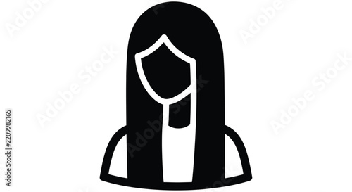 Woman silhouette icon with long hair on a white background