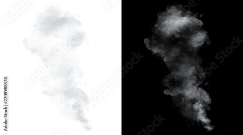 Atmospheric white smoke and steam plume, realistic vapor trail on black and white backgrounds, wispy smoke texture for creative overlays