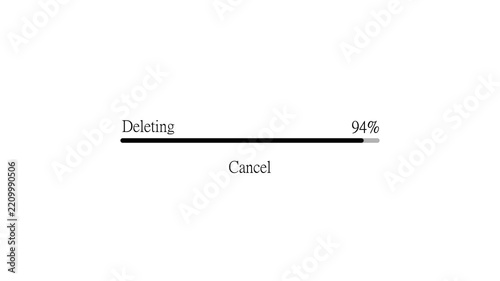 Progress bar showing deletion process from 9% to 100% with cancel button on white background.