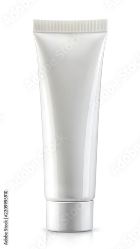 Empty White Cosmetic Squeeze Tube for Skincare Product on a White Background packaging