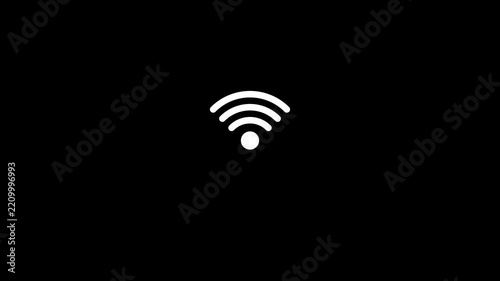 White Wi-Fi signal icon on black background representing wireless internet connectivity, high speed network connection, digital signal strength, modern dark mode interface, online communication vector