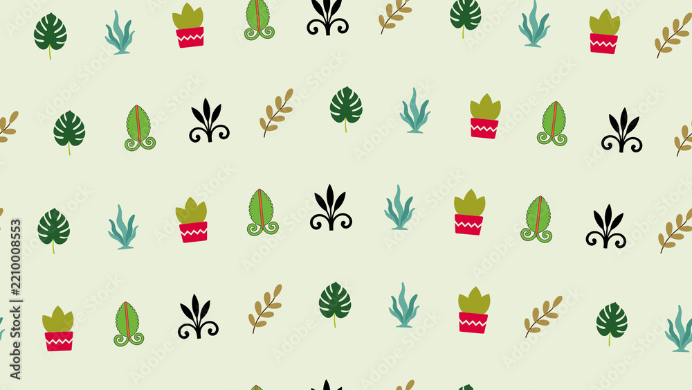 Obraz premium Stylized plant and decorative motif pattern
