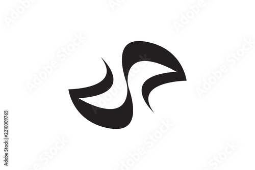 Abstract Dynamic S Letter Wave Logo Vector Monochromatic Smoke Flame Bird Wing Icon Graphic Design