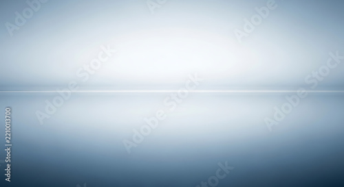 Serene blue horizon abstract minimalist reflective backgroun