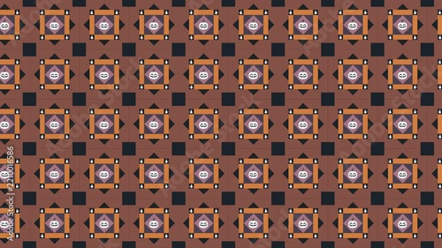 Halloween Seamless Geometric Pattern Background Video 4k with Cute White Jack-O-Lantern Pumpkin Icons Orange Brown Grid Tiles