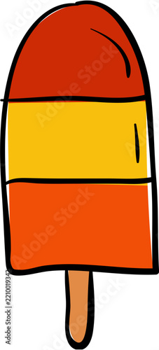 Handdrawn Colorful Striped Popsicle Ice Cream Stick Summer Dessert Illustration