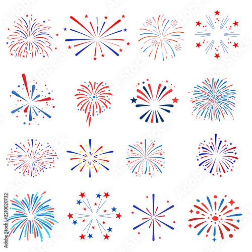 Colorful Firework Burst Collection – Festive Celebration Vector Illustrations