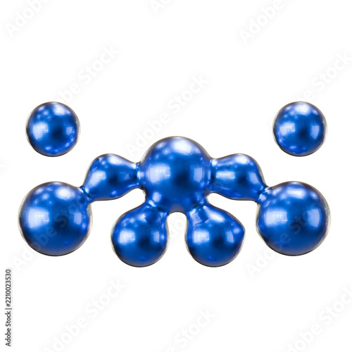 Blue Metallic Abstract 3D Liquid Blob Molecular Shape