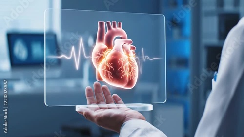 Doctor Shows Holographic Heart Scan.