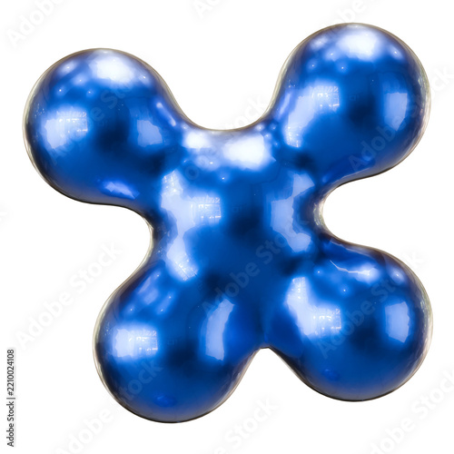 Glossy Blue 3D Organic Blob Abstract Graphic Element