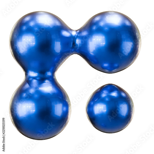 3D Glossy Blue Metallic Abstract Blob Shapes on White Background