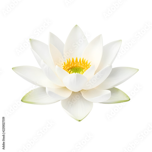 Fresh White Water Lily in Full Blossom