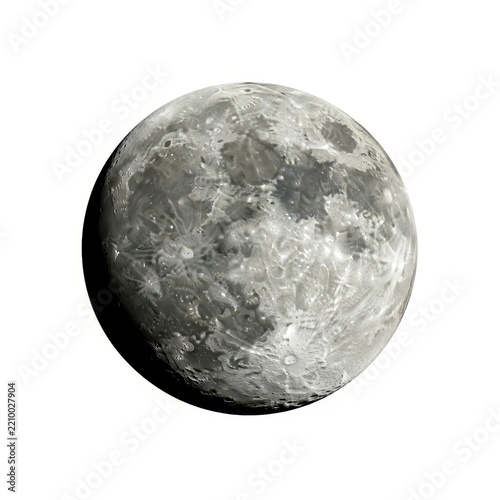 Full moon with craters on dark space background