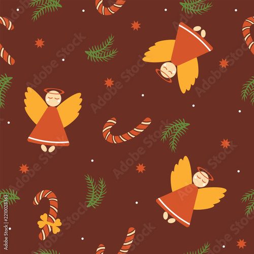 Seamless pattern with cartoon Christmas and New Year element. Winter vector illustration. New Year and Merry Christmas wallpaper.