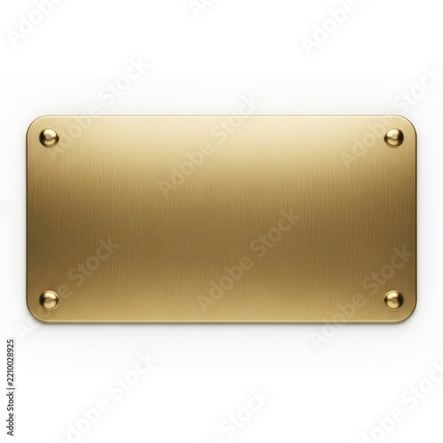Gold metal sign with four corner screws