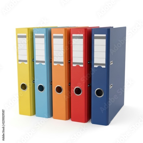 Colorful hanging files on shelf