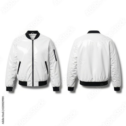 Minimalist white hoodie with black accents front and back view