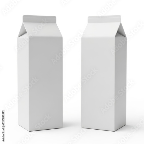 Two empty milk cartons standing upright