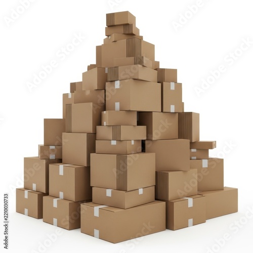 Stack of cardboard boxes pyramid structure
