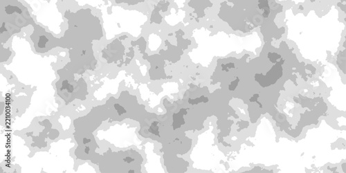 Abstract organic white and gray irregular shapes pattern seamless background texture camouflage map style minimalist design.