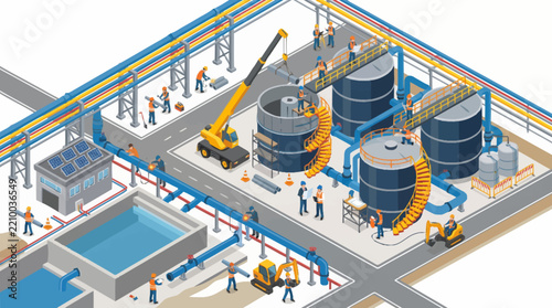 Industrial Facility With Large Storage Tanks.