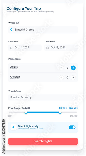 Travel App Input Elements