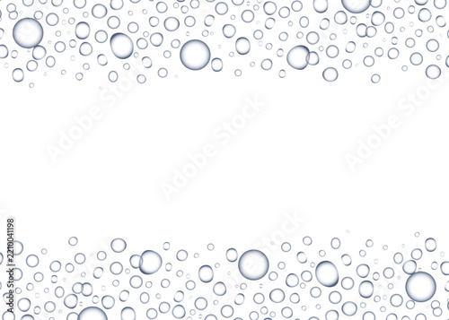 water droplets horizontal round transparent bubbles border