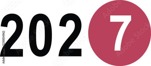 2027 typography with bold black numbers and a red circular accent. Minimal New Year graphic on a white background. Clean modern design for calendars, posters, and greetings.