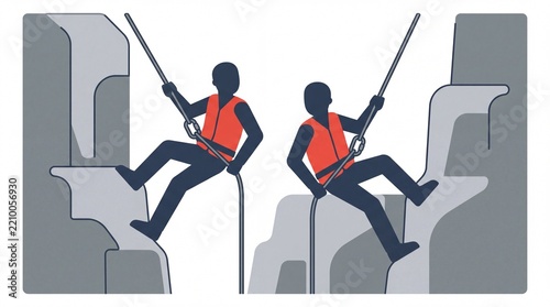 Mount rushmore climbers rappelling adventure vektor illustration