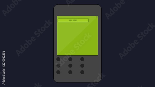 Minimalist digital mobile phone interface showing text message verification code animation