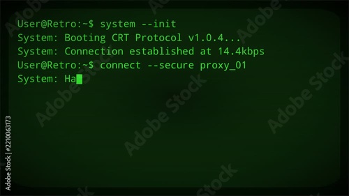 Retro Computer Terminal Command Line Interface Green Text CRT Monitor Screen