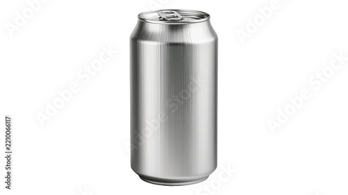 Empty silver aluminum beverage can with pull tab top