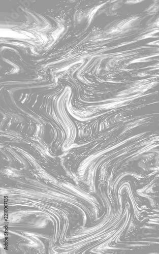 Abstract liquid marble texture background with flowing silver and white waves isolated on transparent background