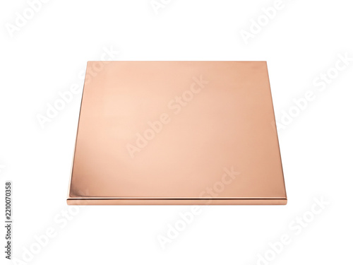 Rectangular copper plate isolated on a transparent background