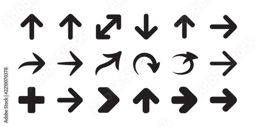 Versatile arrow bundle showcasing diverse pointing directions for dynamic user interface enhancement.