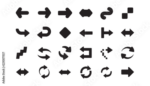 Minimalist black arrow icon bundle for website navigation and modern user experience interfaces.