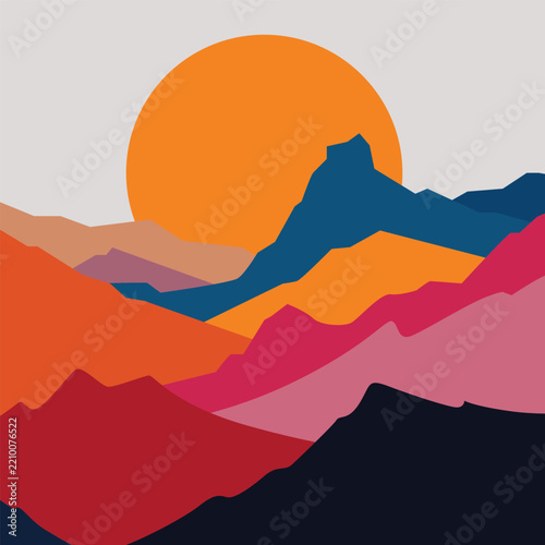mountain and sun
