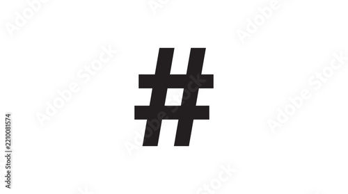Hashtag symbol graphic in black silhouette sign
