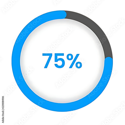 75 Percent Circular Progress Bar Indicator Vector Graphic