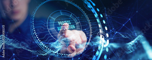 Business process automation, industrial technology innovation, optimization concept.