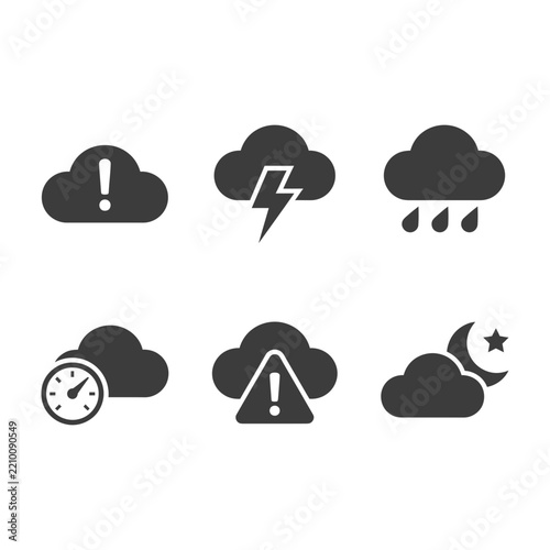 Weather forecast icons symbols cloud rain lightning