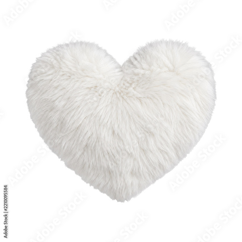 Obraz na plátně Fluffy white heart-shaped pillow with soft texture, isolated on a clean white ba