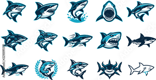 Shark Mascot Elements Set