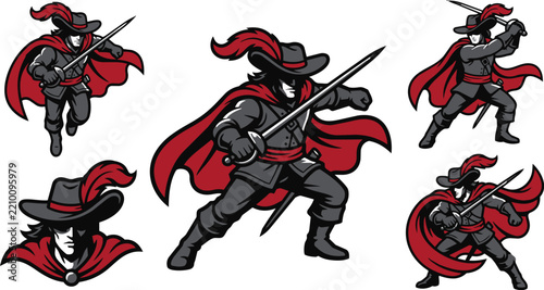 Swashbuckler Character Poses Illustration Set