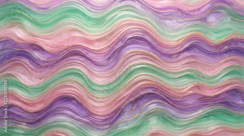 Elegant Pastel Pink Purple and Mint Alcohol Ink Waves Background