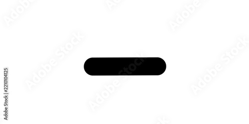 Simple black minus button icon ideal for remove actions and volume reduction.