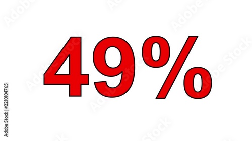 Red 49 percent discount sign isolated on a white background.