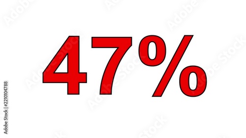 Red 47 percent discount sign isolated on a white background.