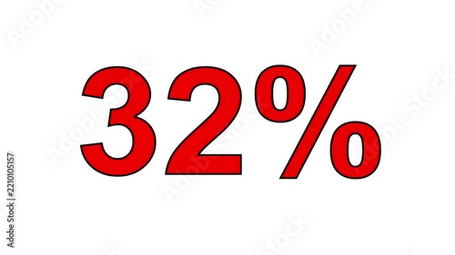 Red 32 percent discount sign isolated on a white background.