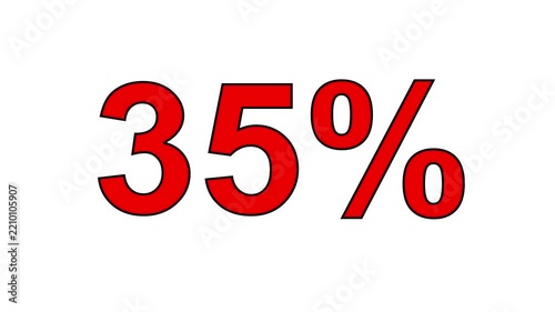 Red 35 percent discount sign isolated on a white background.